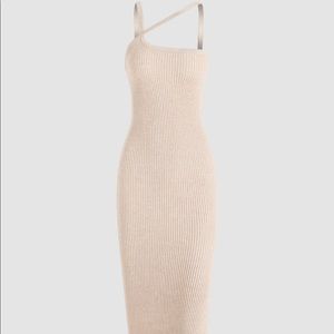 Cider Solid Rib Knit Slit Maxi Dress M